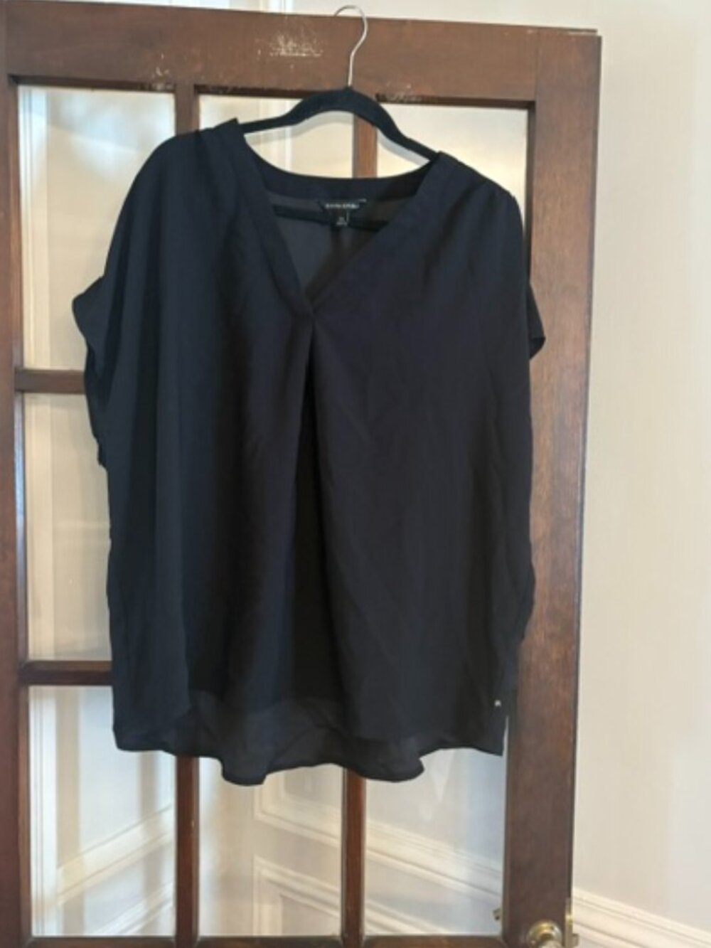 Banana Republic Black Blouse with Barely There Sleeves, Size XXL